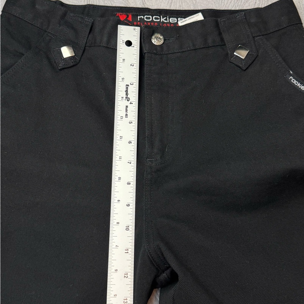 Rockies Vintage 90s High Waist Studs Triangle Black Denim Jeans size 13/14 - Picture 9 of 11
